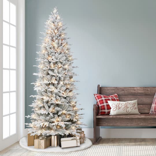 7.5ft. Pre-Lit Flocked Northern Fir Artificial Christmas Tree, Clear Lights